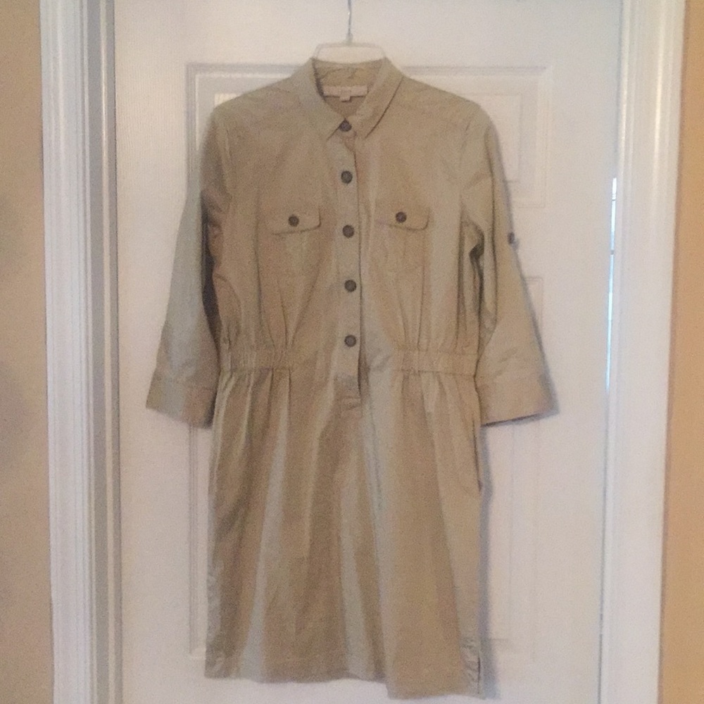 Ann Taylor Loft khaki safari dress